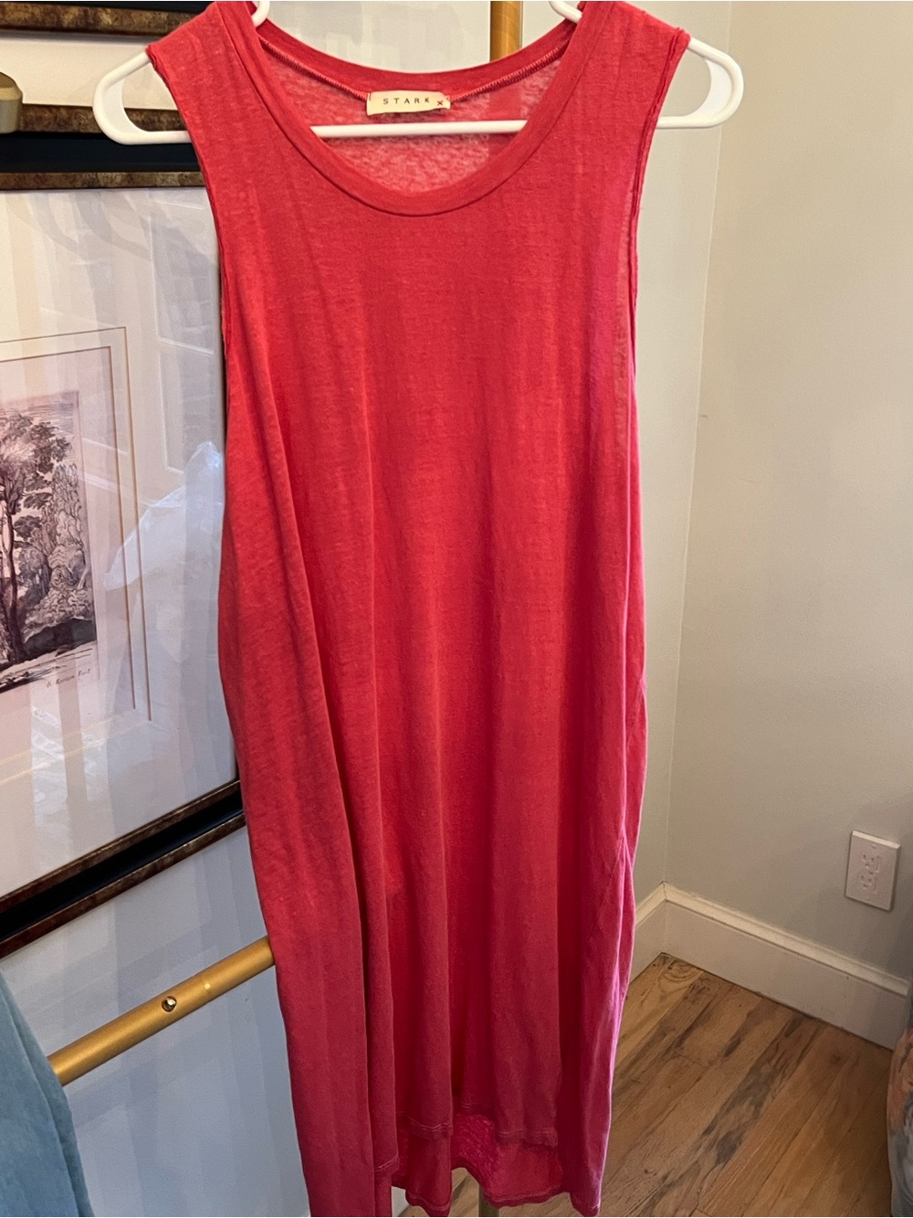 STARK Sleeveless Maxi Dress in Coral Red 100% linen
